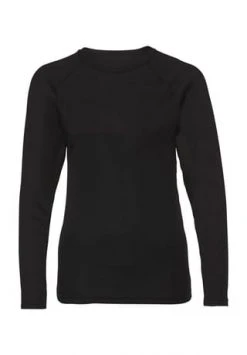 Moorhead Unterhemd, Rundhals, Langarm, Für Damen SCHWARZ